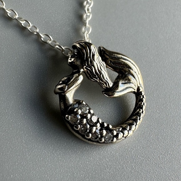 Sterling Silver CZ Mermaid Necklace - Picture 4 of 9